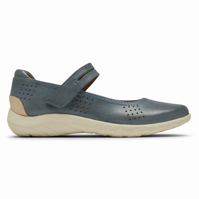 Flats Rockport Cobb Hill Amalie Double-Strap Mary Jane Mulher Turquesa PT-05487